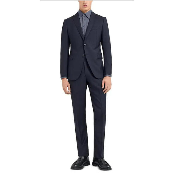 Armani  Collezioni Navy Blue Micro striped  2 Piece Suit Jacket Pants Set - Picture 1 of 16